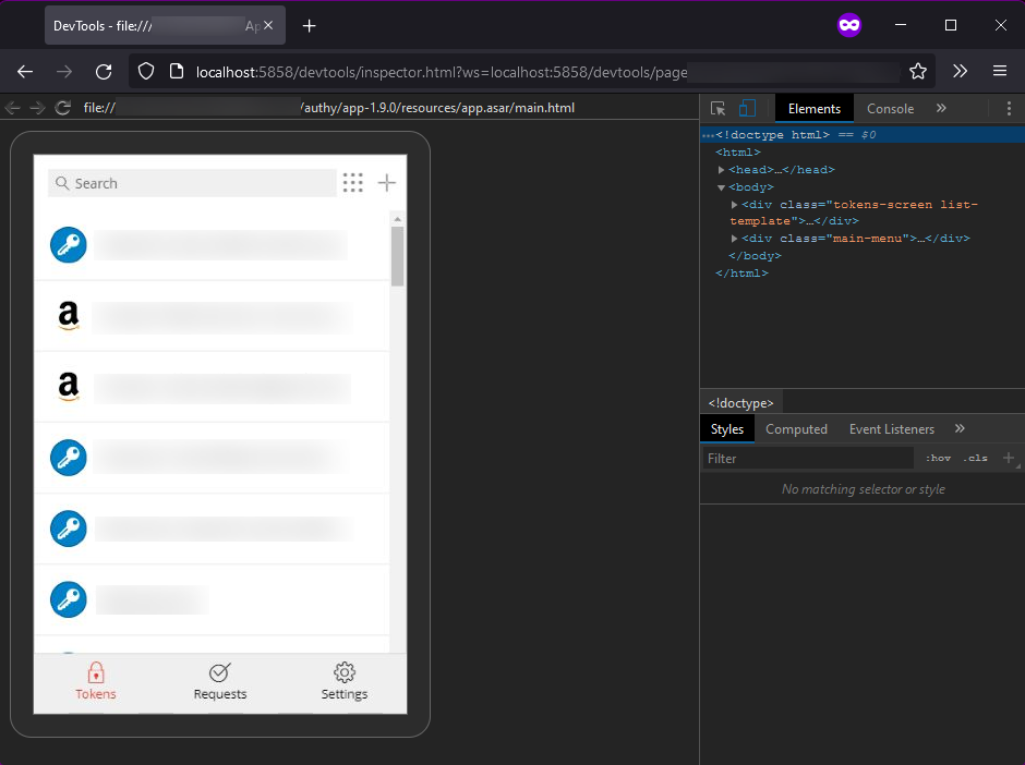 Authy in debug mode with console